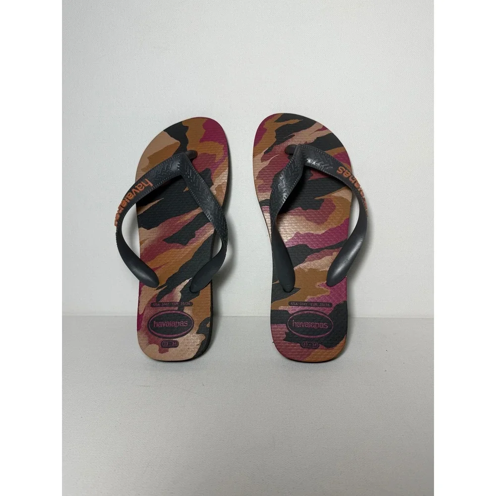 Havaianas Boys' Top Camo Flip Flop New Graphite Sz US 3-4 (EUC 35/36) Navy Blue